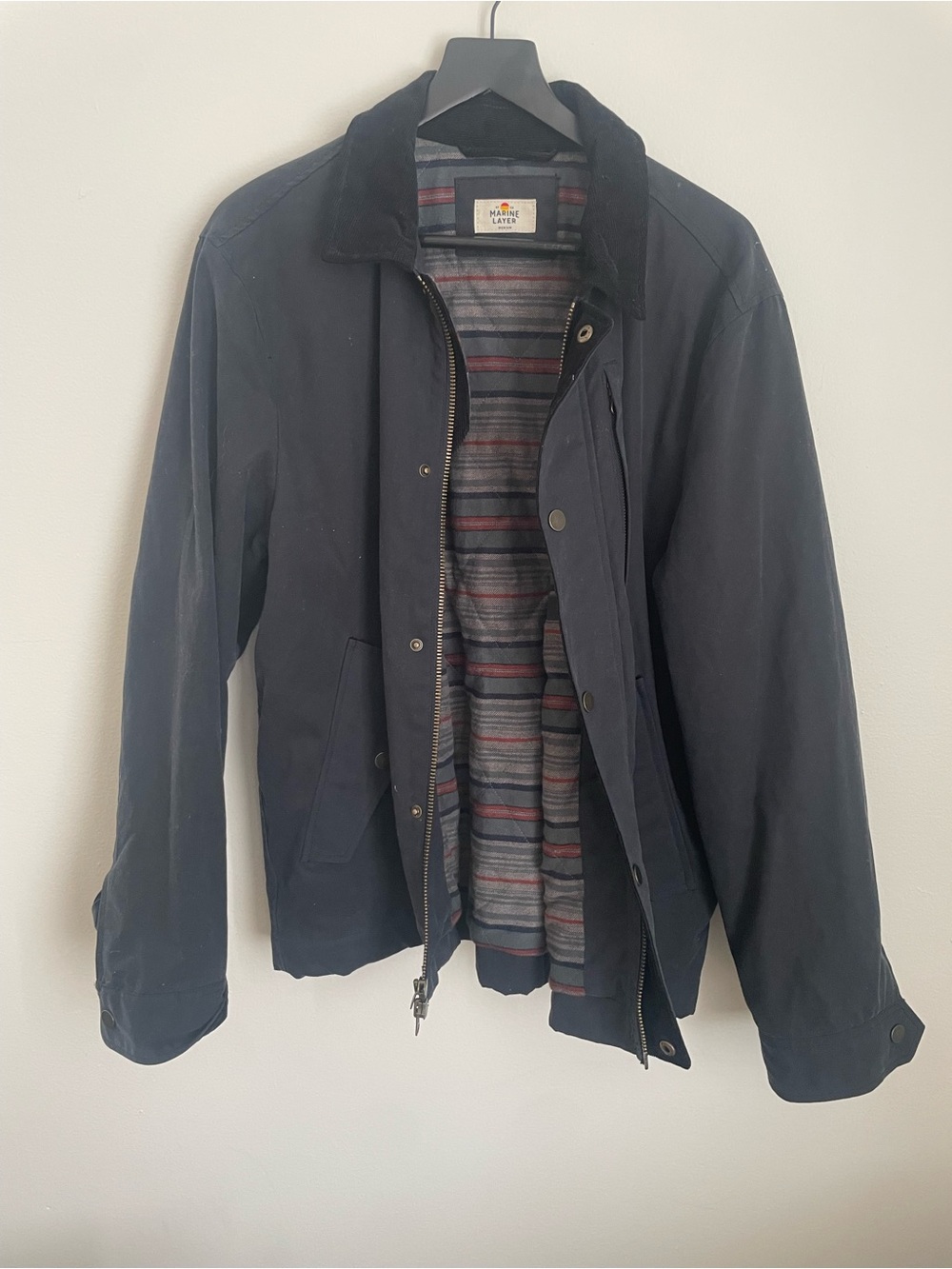 Marine Layer Weston Wax Canvas Barn Jacket Faded Navy